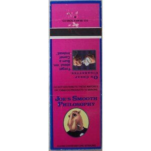 Vintage Matchbook Cover Camel Joe’s Smooth Philosophy On Cheap Cigarettes 1991